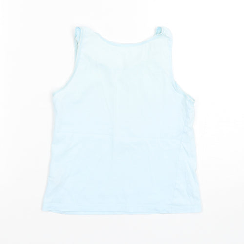 George Girls Blue  Cotton Basic Tank Size 8-9 Years Round Neck Pullover