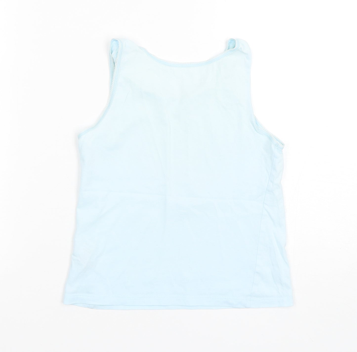George Girls Blue  Cotton Basic Tank Size 8-9 Years Round Neck Pullover