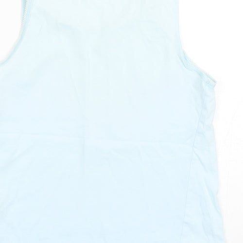 George Girls Blue  Cotton Basic Tank Size 8-9 Years Round Neck Pullover