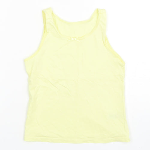 George Girls Yellow  Cotton Basic Tank Size 8-9 Years Round Neck Pullover