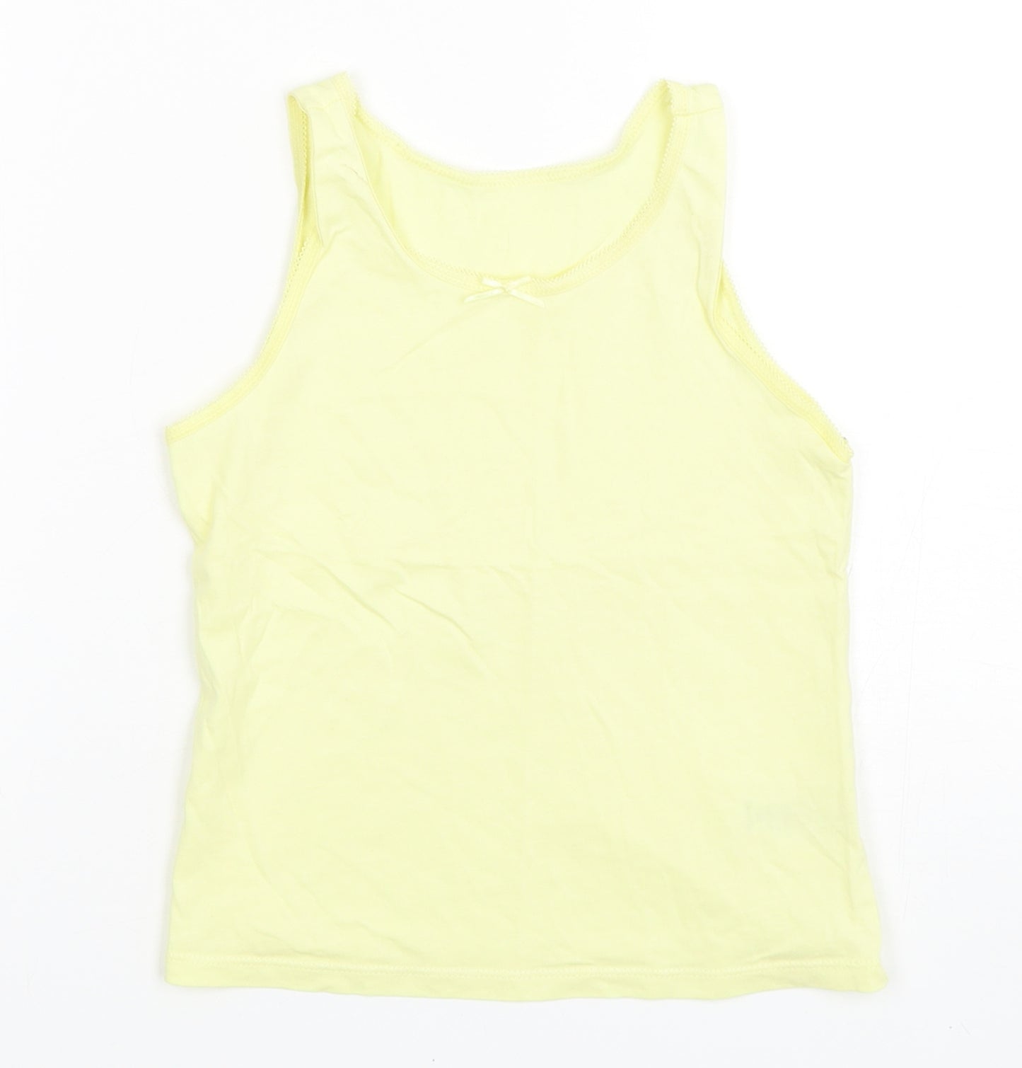 George Girls Yellow  Cotton Basic Tank Size 8-9 Years Round Neck Pullover