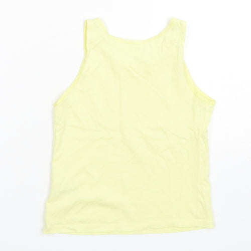 George Girls Yellow  Cotton Basic Tank Size 8-9 Years Round Neck Pullover