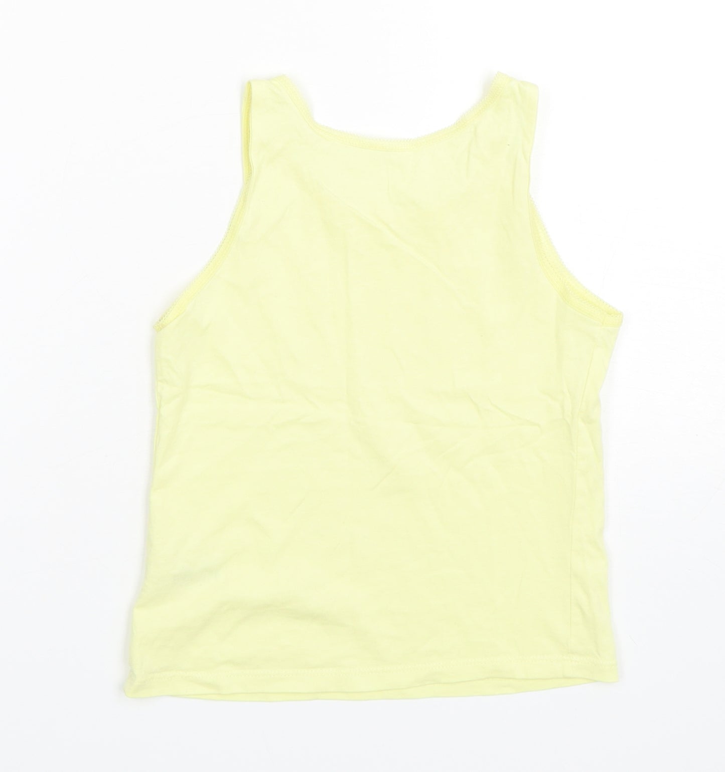 George Girls Yellow  Cotton Basic Tank Size 8-9 Years Round Neck Pullover