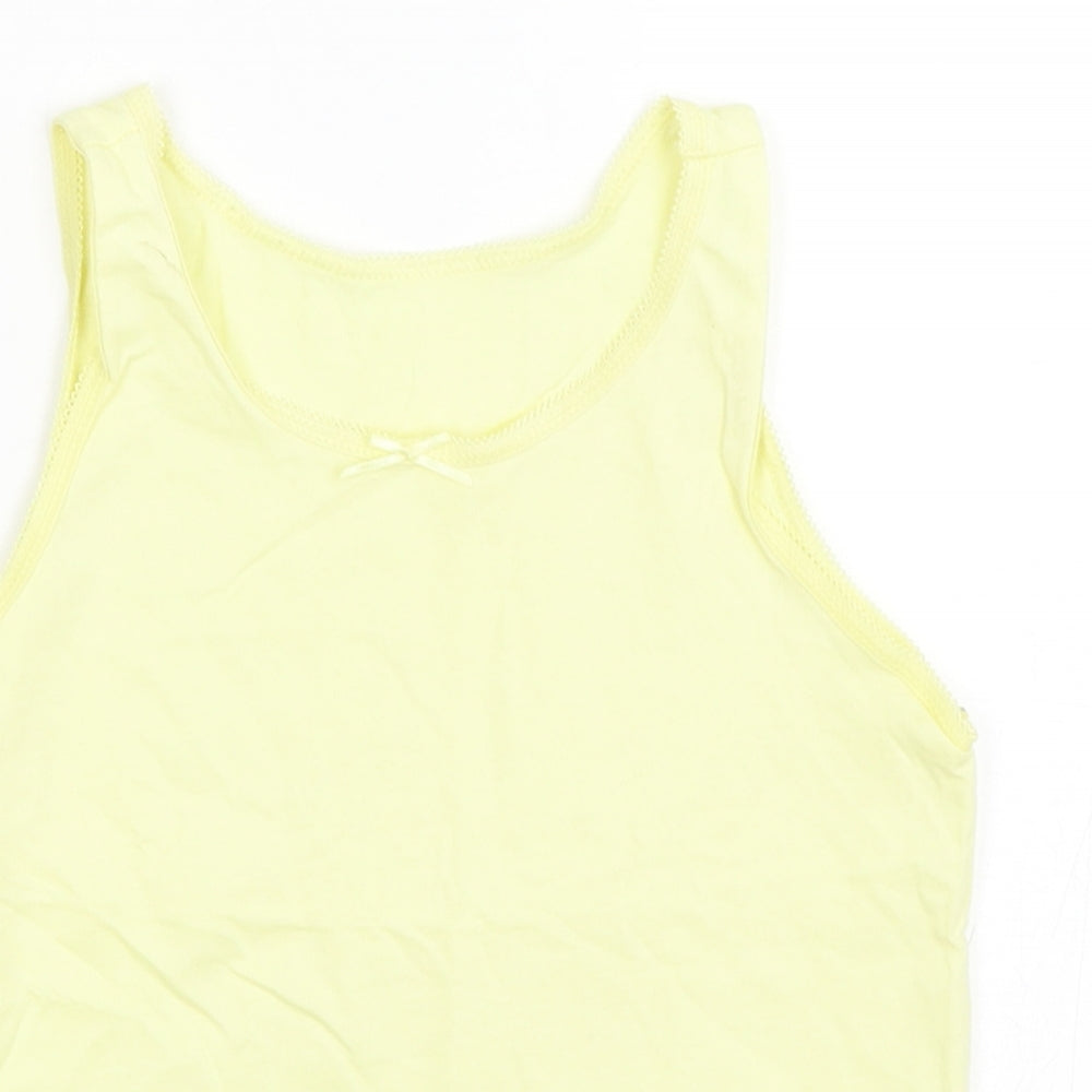 George Girls Yellow  Cotton Basic Tank Size 8-9 Years Round Neck Pullover