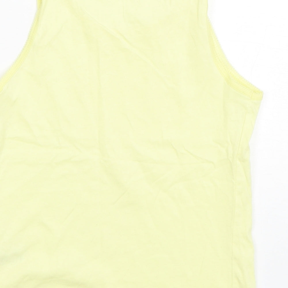 George Girls Yellow  Cotton Basic Tank Size 8-9 Years Round Neck Pullover