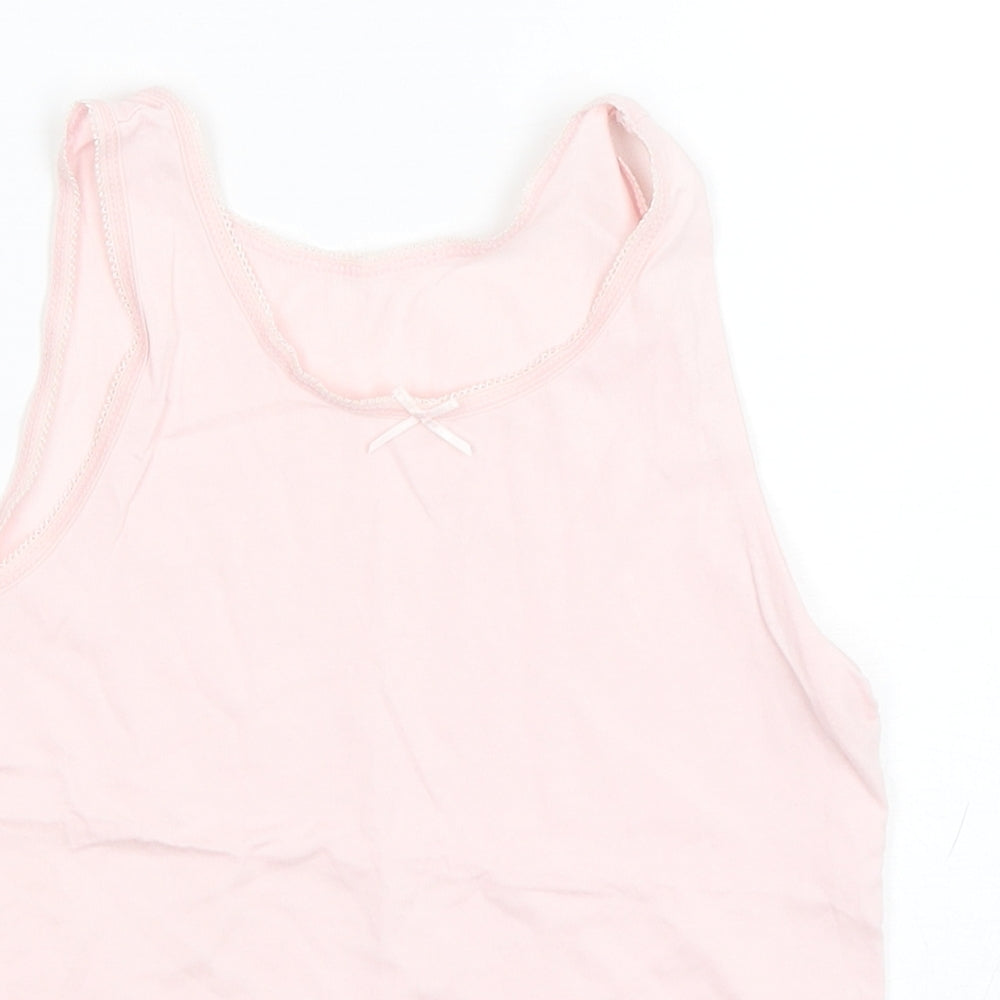 George Girls Pink  Cotton Basic Tank Size 8-9 Years Round Neck Pullover