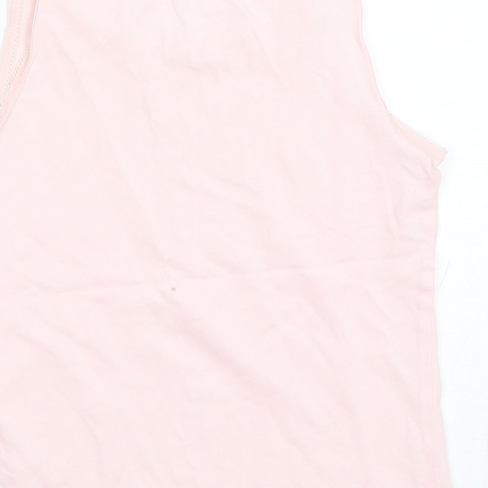 George Girls Pink  Cotton Basic Tank Size 8-9 Years Round Neck Pullover