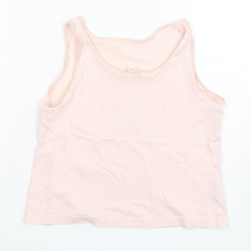 George Girls Pink Polka Dot Cotton Basic Tank Size 7-8 Years Round Neck Pullover