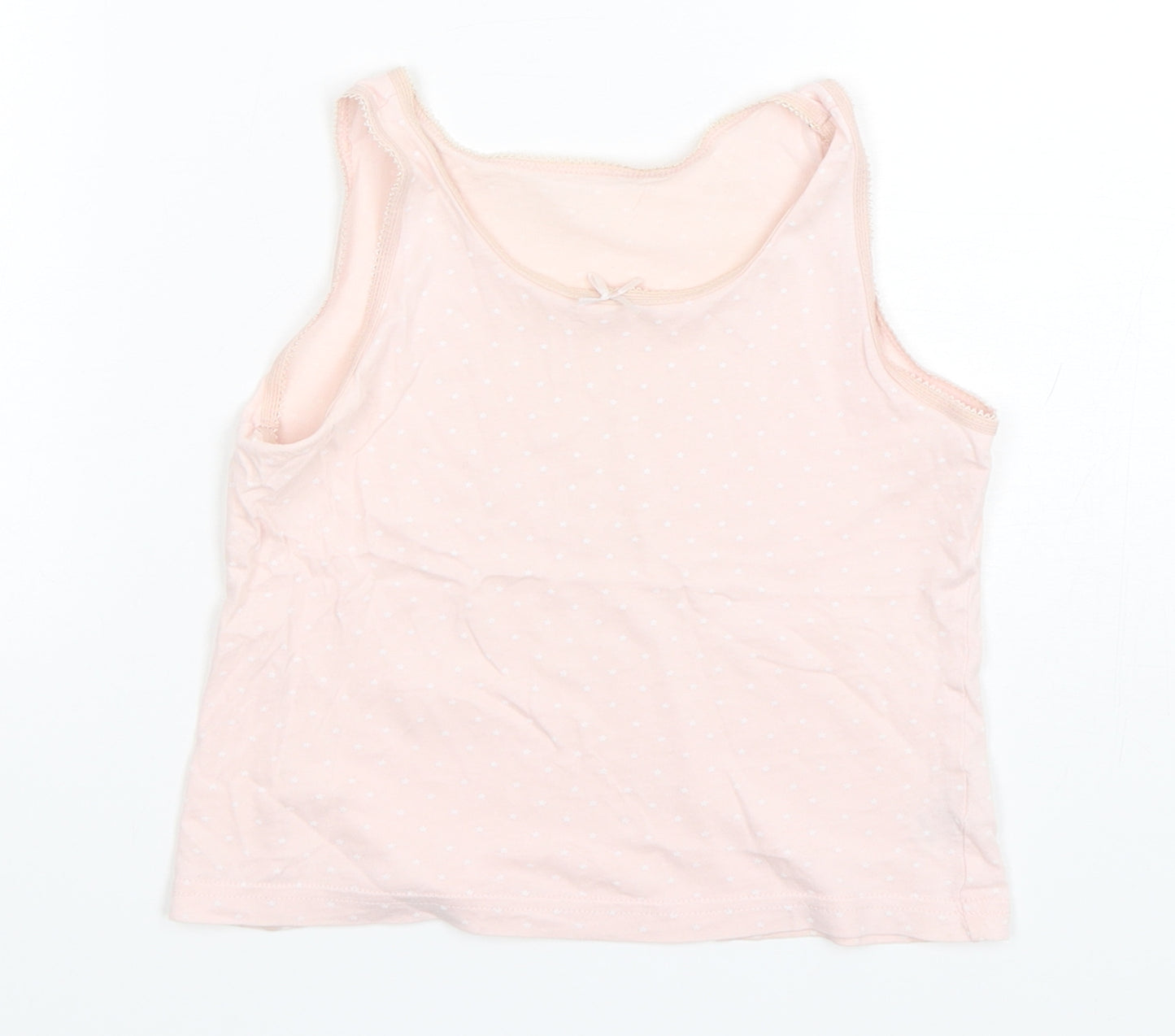 George Girls Pink Polka Dot Cotton Basic Tank Size 7-8 Years Round Neck Pullover