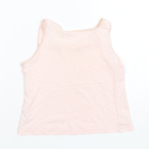 George Girls Pink Polka Dot Cotton Basic Tank Size 7-8 Years Round Neck Pullover