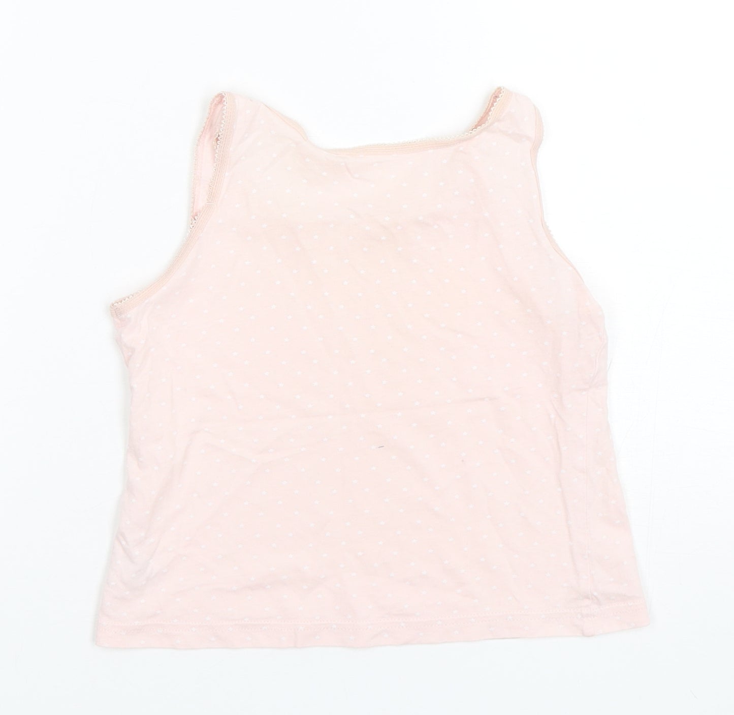 George Girls Pink Polka Dot Cotton Basic Tank Size 7-8 Years Round Neck Pullover
