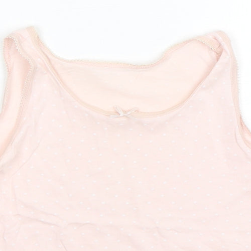 George Girls Pink Polka Dot Cotton Basic Tank Size 7-8 Years Round Neck Pullover