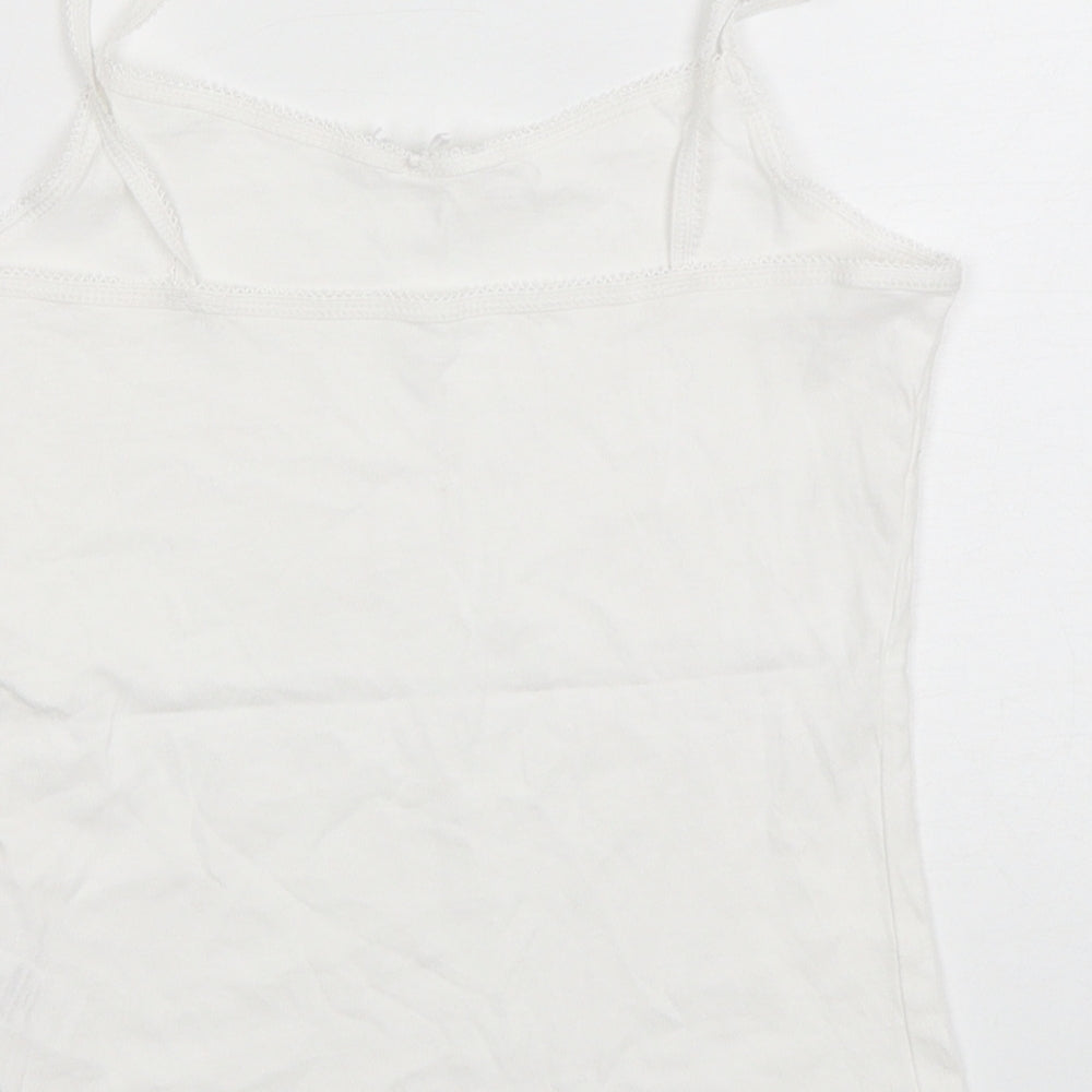 George Girls White  Cotton Basic Tank Size 7-8 Years Round Neck Pullover