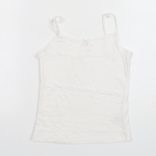 George Girls White  Cotton Camisole Tank Size 7-8 Years Round Neck Pullover