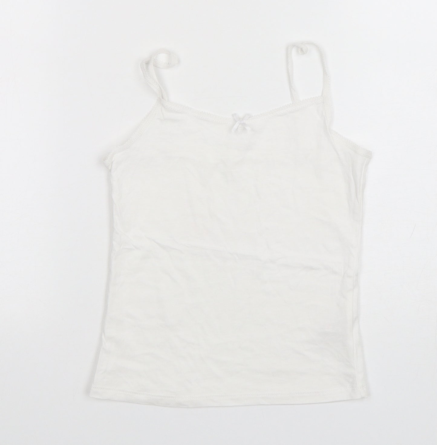 George Girls White  Cotton Camisole Tank Size 7-8 Years Round Neck Pullover