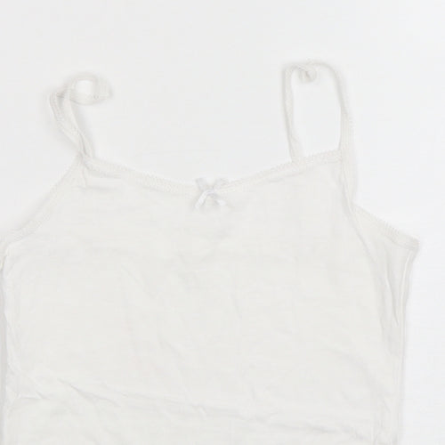 George Girls White  Cotton Camisole Tank Size 7-8 Years Round Neck Pullover