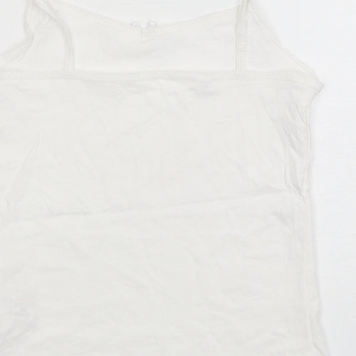 George Girls White  Cotton Camisole Tank Size 7-8 Years Round Neck Pullover