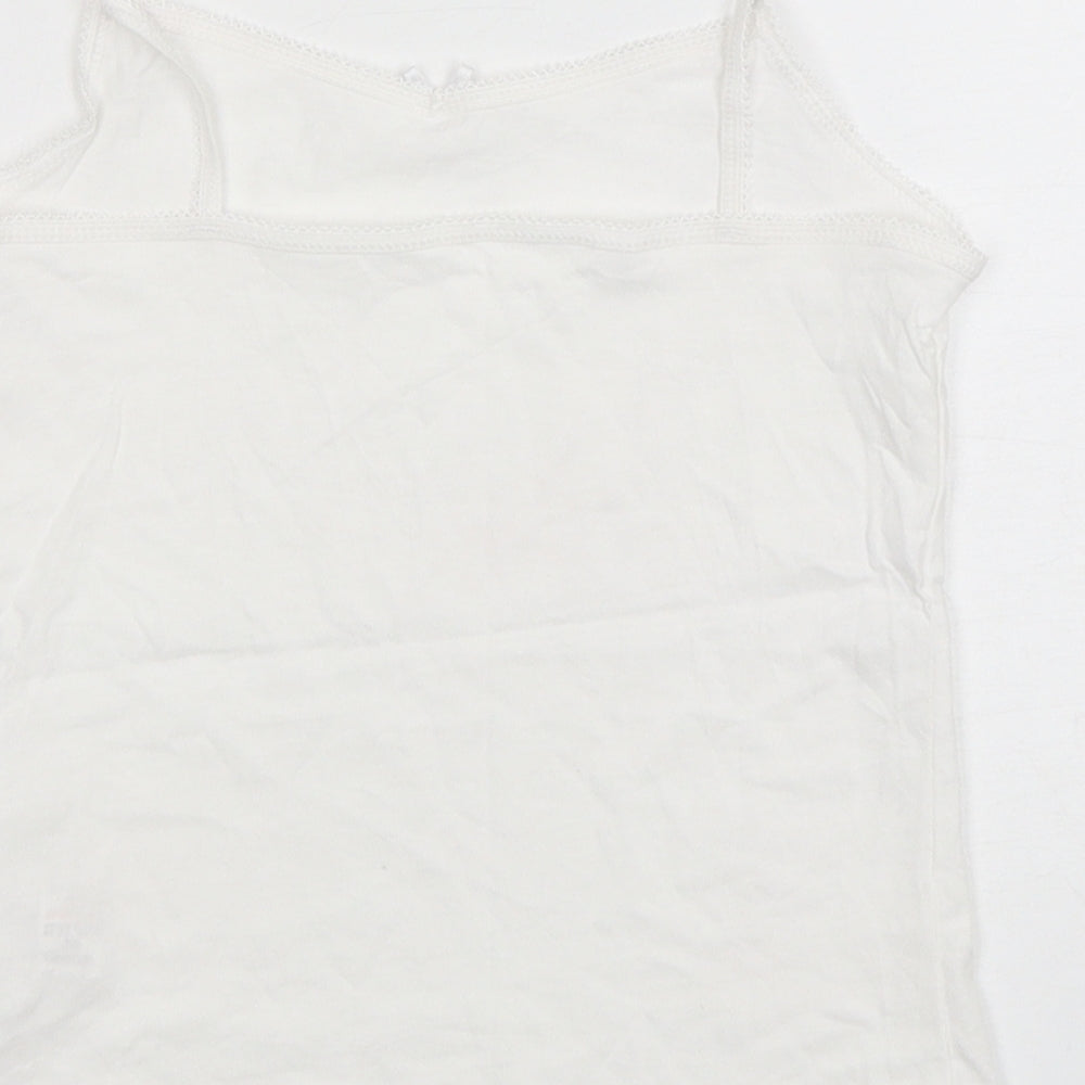 George Girls White  Cotton Camisole Tank Size 7-8 Years Round Neck Pullover