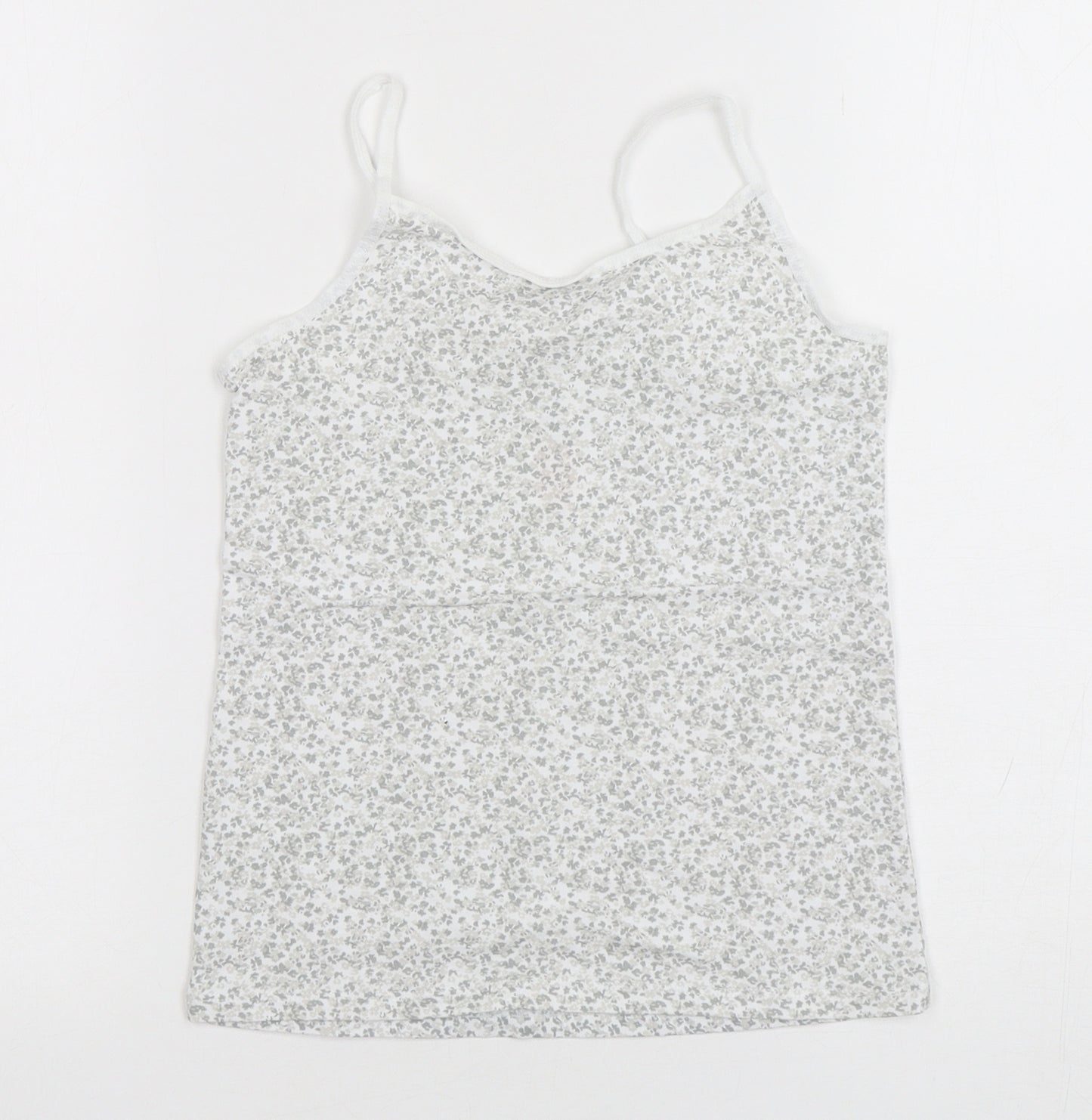 F&F Girls Grey Floral Cotton Camisole Tank Size 7-8 Years Round Neck Pullover