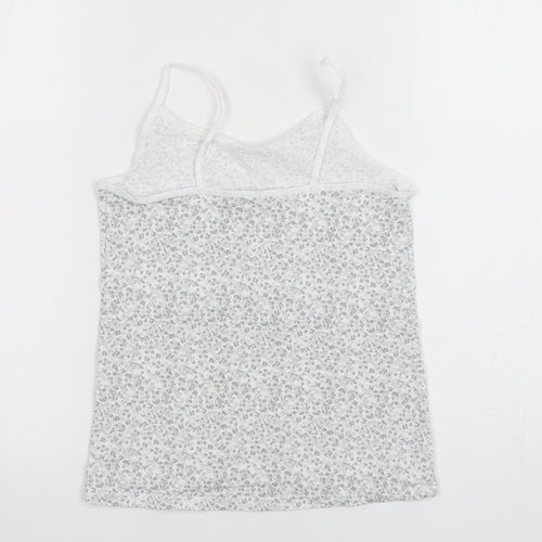 F&F Girls Grey Floral Cotton Camisole Tank Size 7-8 Years Round Neck Pullover