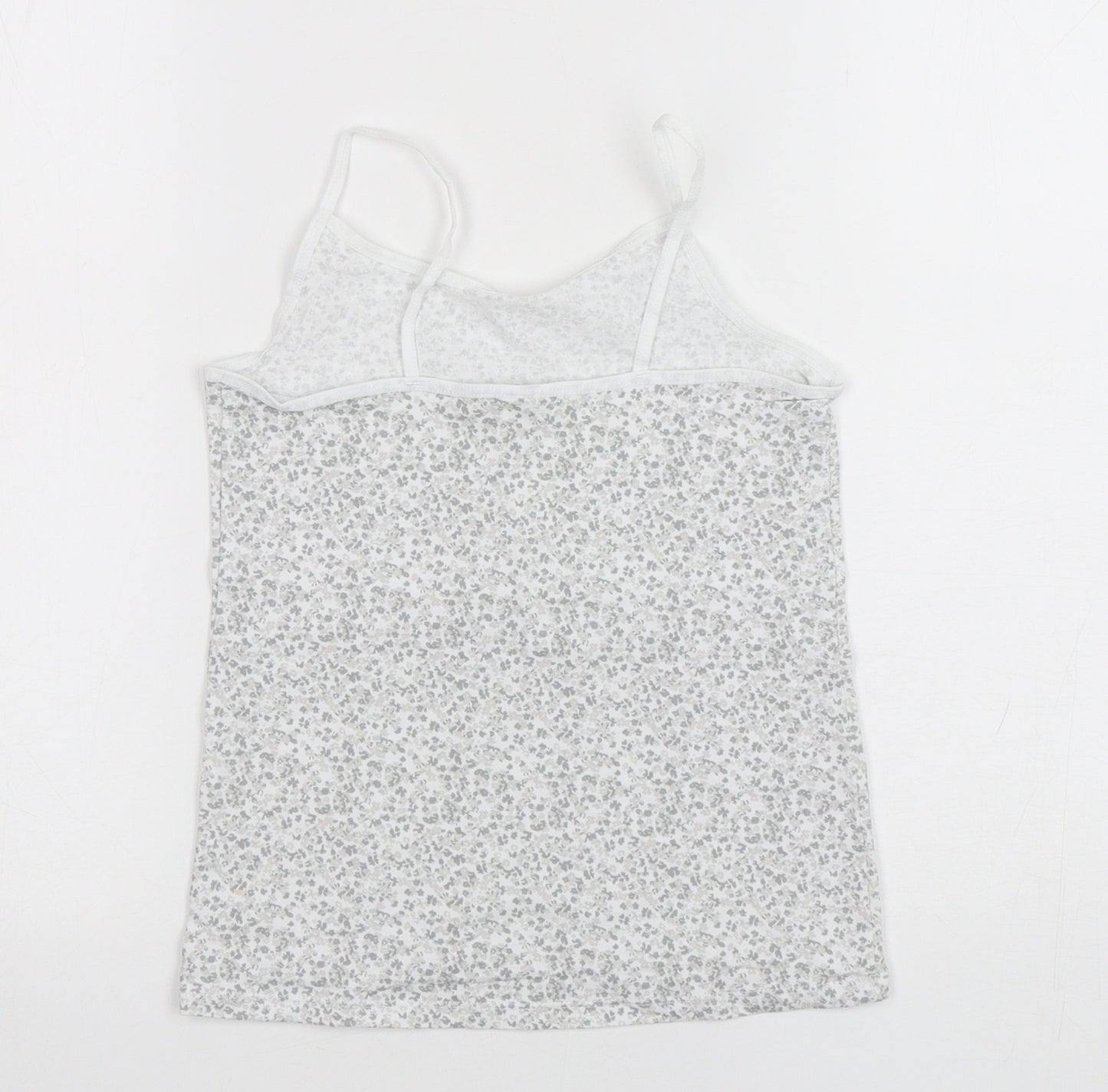 F&F Girls Grey Floral Cotton Camisole Tank Size 7-8 Years Round Neck Pullover