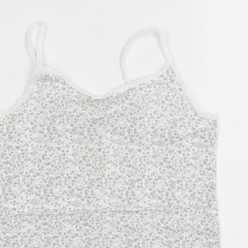 F&F Girls Grey Floral Cotton Camisole Tank Size 7-8 Years Round Neck Pullover