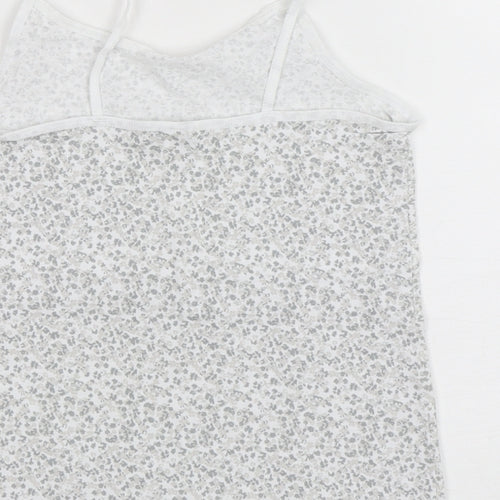 F&F Girls Grey Floral Cotton Camisole Tank Size 7-8 Years Round Neck Pullover
