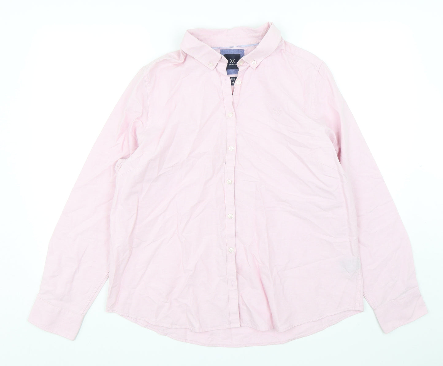 Crew Clothing Womens Pink  Cotton Basic Button-Up Size 18 Collared