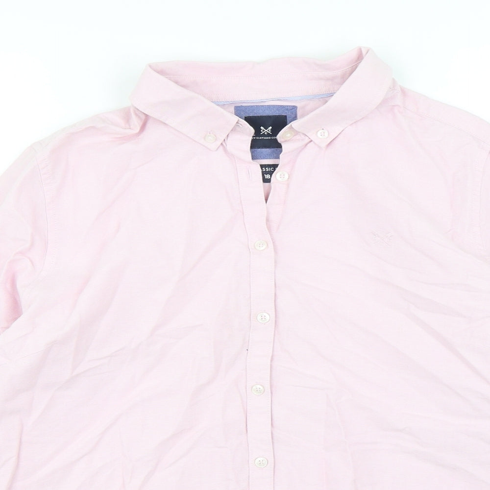 Crew Clothing Womens Pink  Cotton Basic Button-Up Size 18 Collared