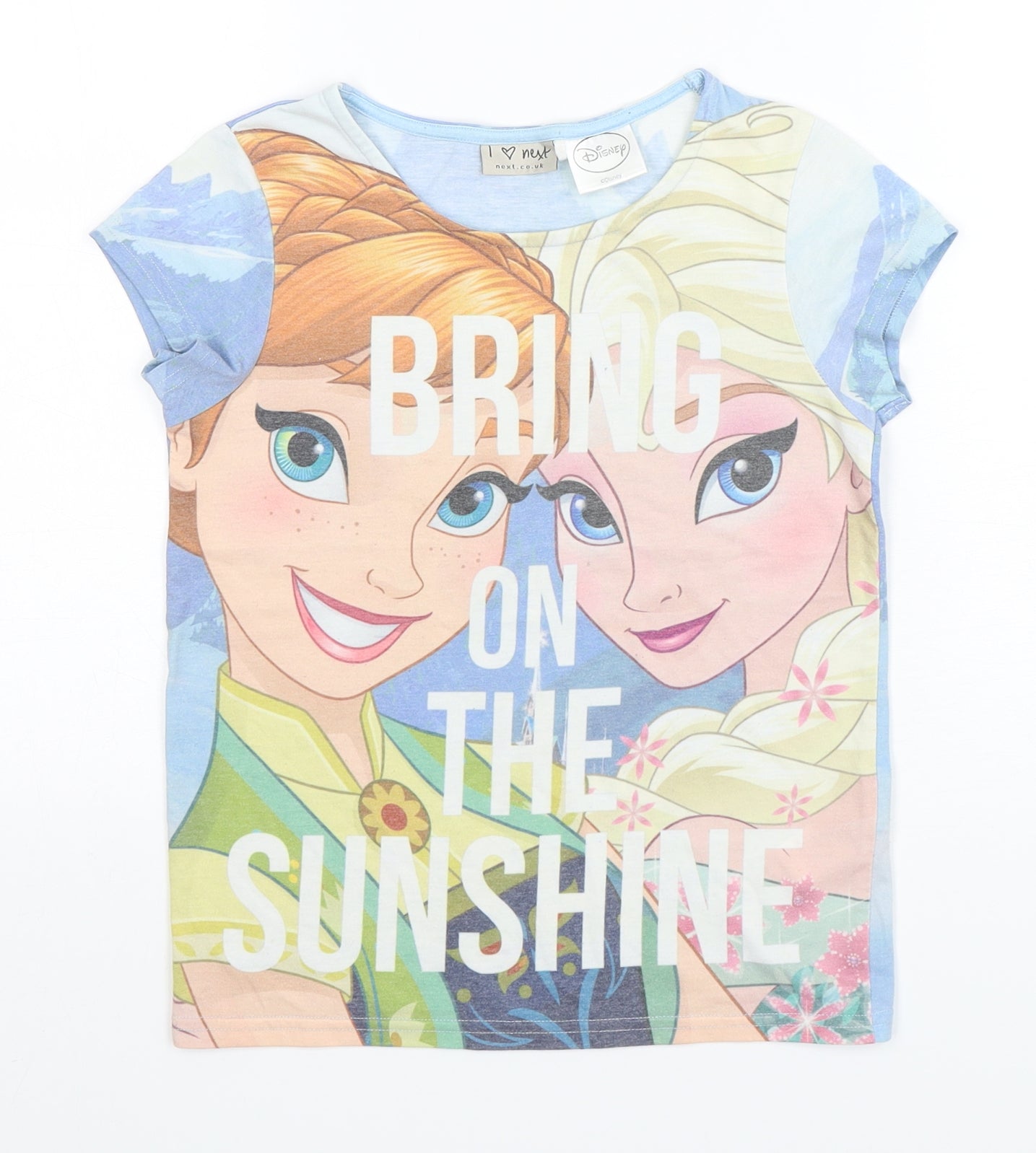 NEXT Girls Multicoloured  Polyester Basic T-Shirt Size 7 Years Round Neck Pullover - Frozen