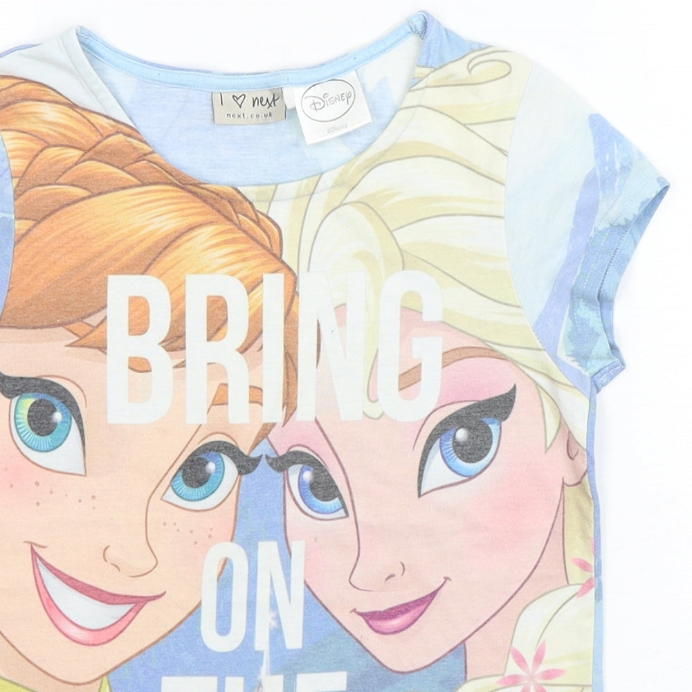 NEXT Girls Multicoloured  Polyester Basic T-Shirt Size 7 Years Round Neck Pullover - Frozen
