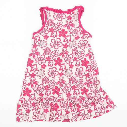 Dunnes Stores Girls Multicoloured Floral Cotton A-Line  Size 4 Years  Round Neck