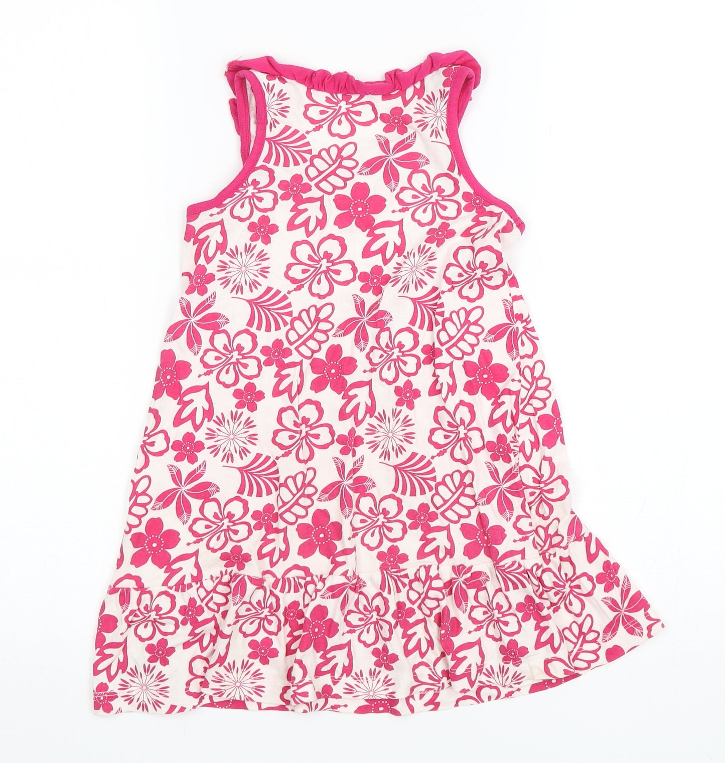 Dunnes Stores Girls Multicoloured Floral Cotton A-Line  Size 4 Years  Round Neck