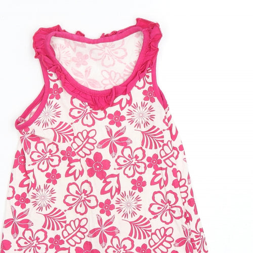Dunnes Stores Girls Multicoloured Floral Cotton A-Line  Size 4 Years  Round Neck
