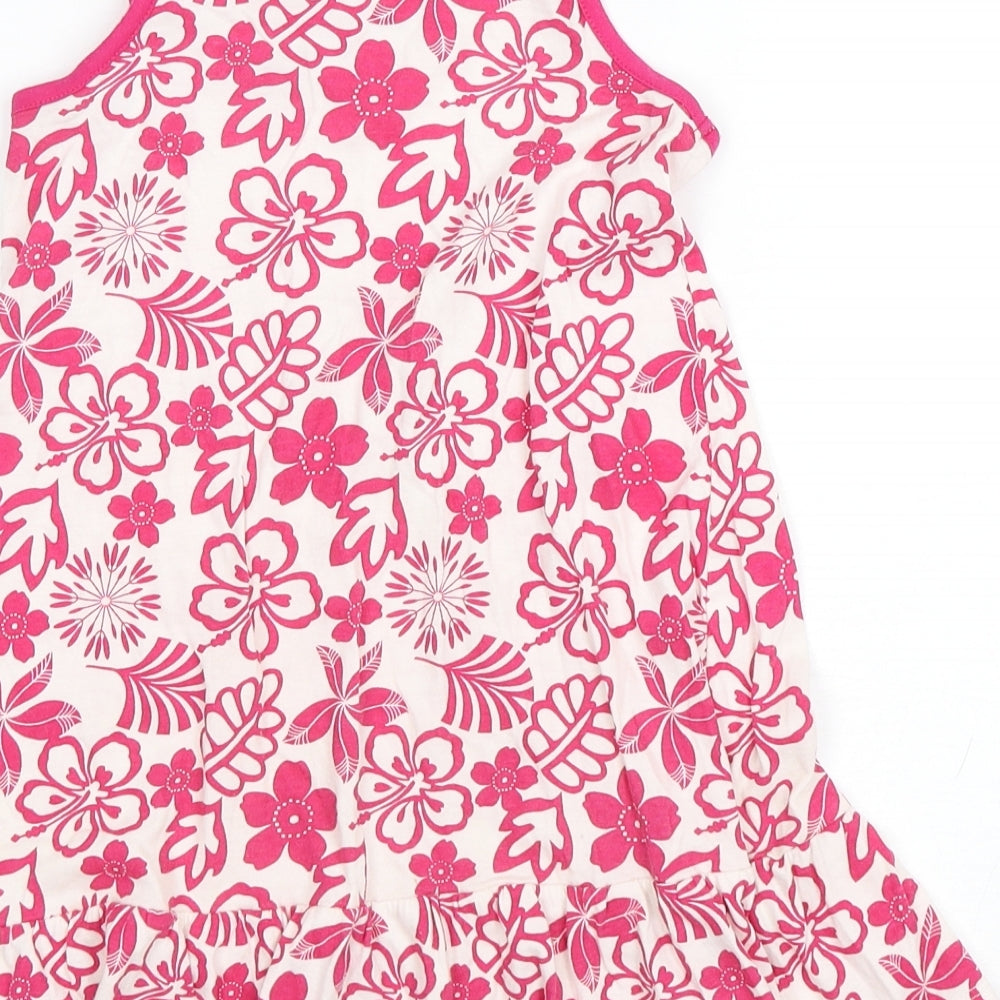Dunnes Stores Girls Multicoloured Floral Cotton A-Line  Size 4 Years  Round Neck