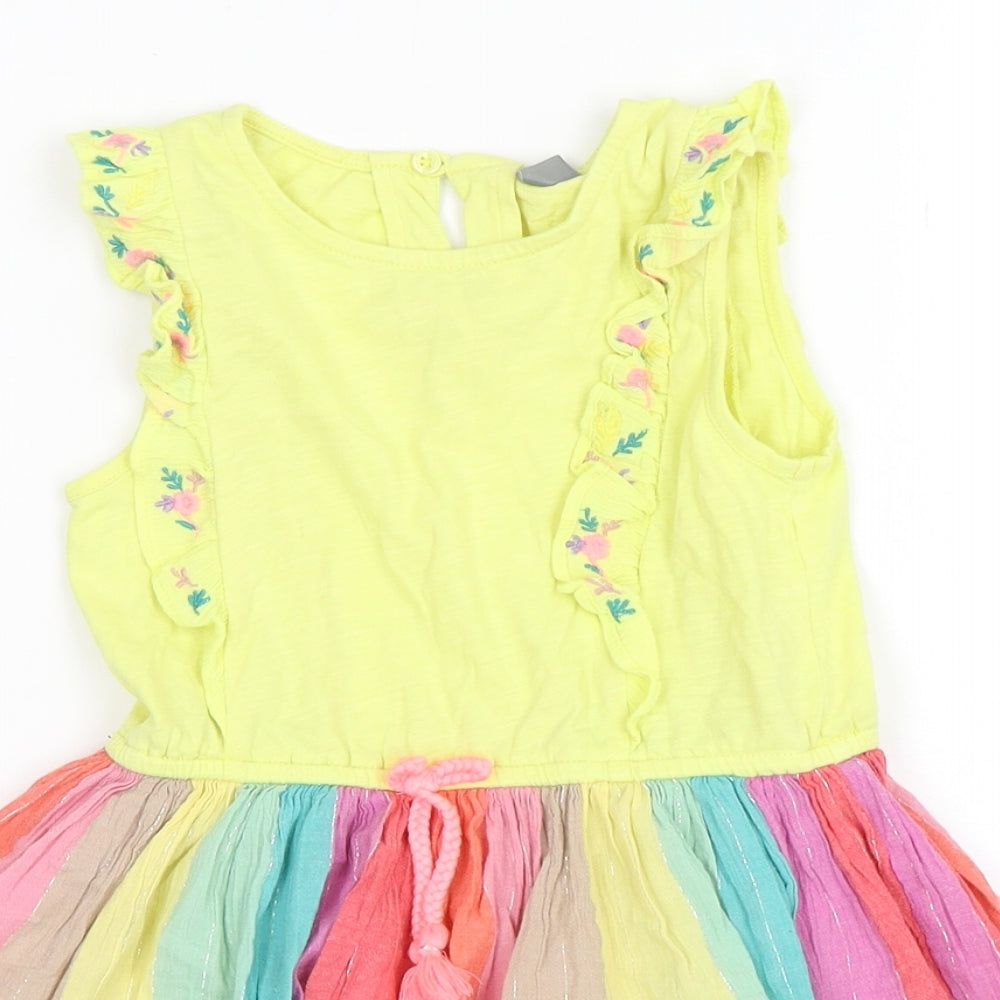 NEXT Girls Multicoloured Striped Cotton Fit & Flare  Size 4-5 Years  Round Neck Pullover