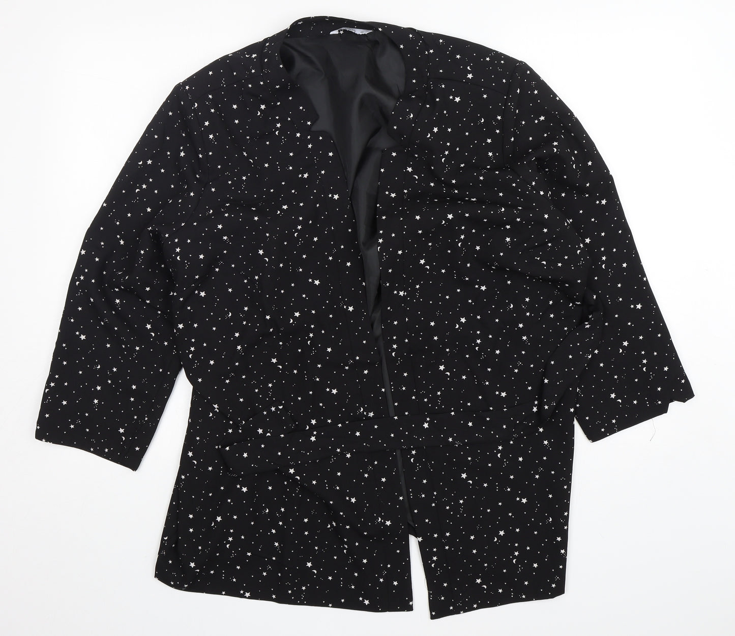 Ellos Womens Black Geometric Polyester Jacket Blazer Size 22   - star Print