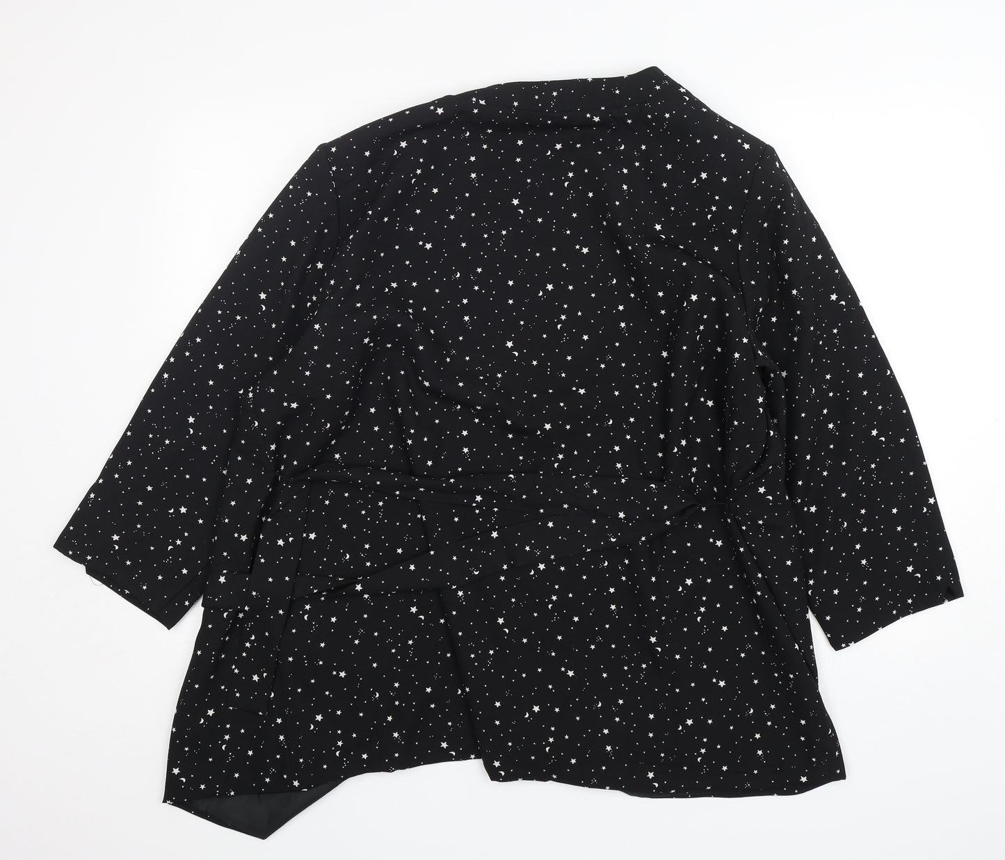 Ellos Womens Black Geometric Polyester Jacket Blazer Size 22   - star Print