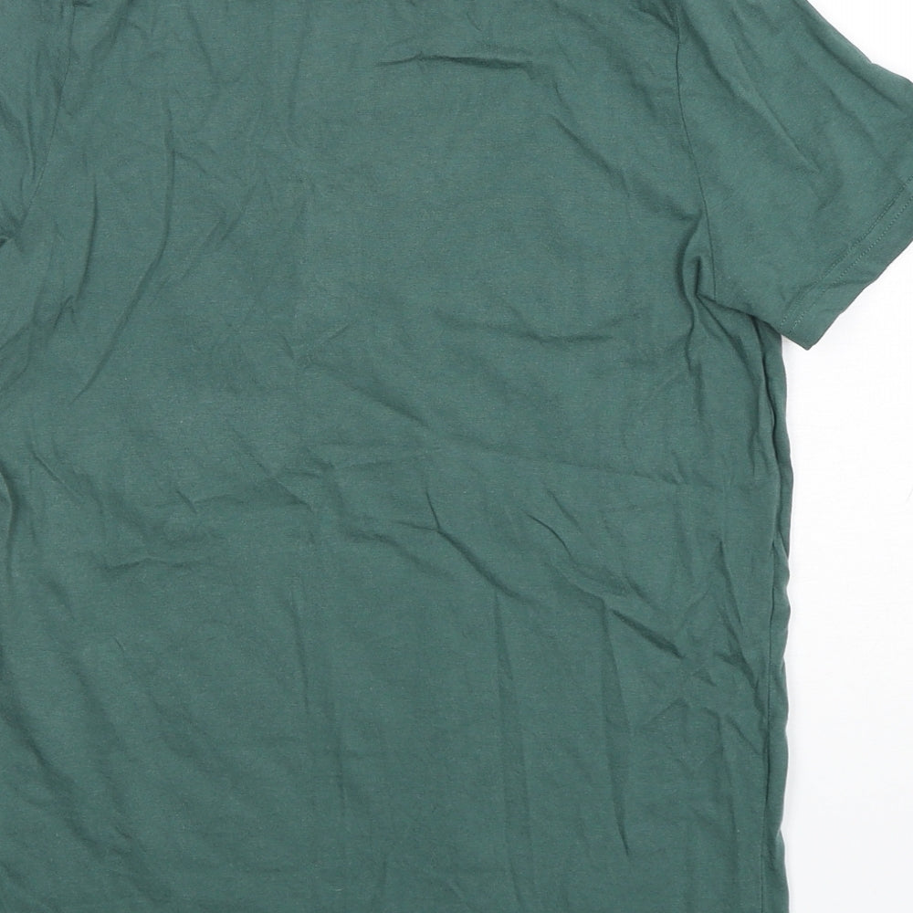 F&F Boys Green Geometric Cotton Basic T-Shirt Size 12-13 Years Round Neck Pullover - Dinosaur
