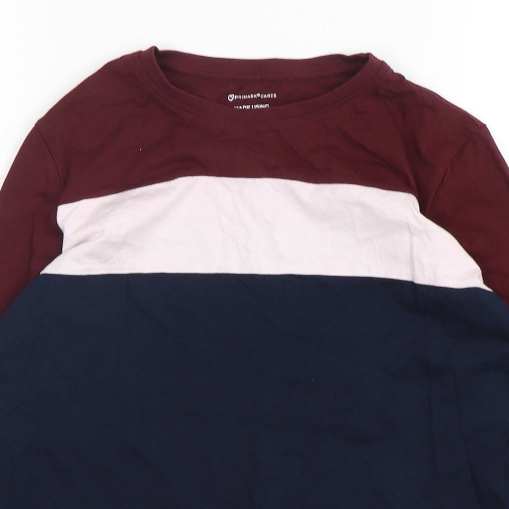 Primark Boys Multicoloured Colourblock Cotton Basic T-Shirt Size 13-14 Years Round Neck Pullover