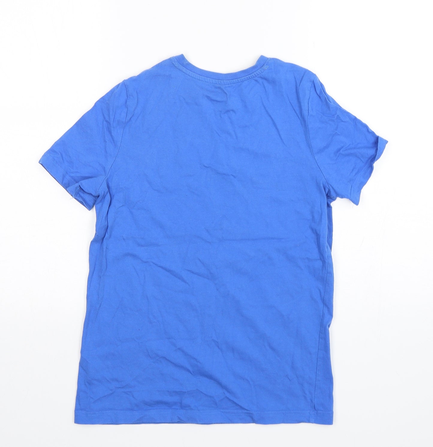 F&F Boys Blue  Cotton Basic T-Shirt Size 11-12 Years Round Neck Pullover - Dinosaur Print
