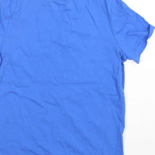 F&F Boys Blue  Cotton Basic T-Shirt Size 11-12 Years Round Neck Pullover - Dinosaur Print