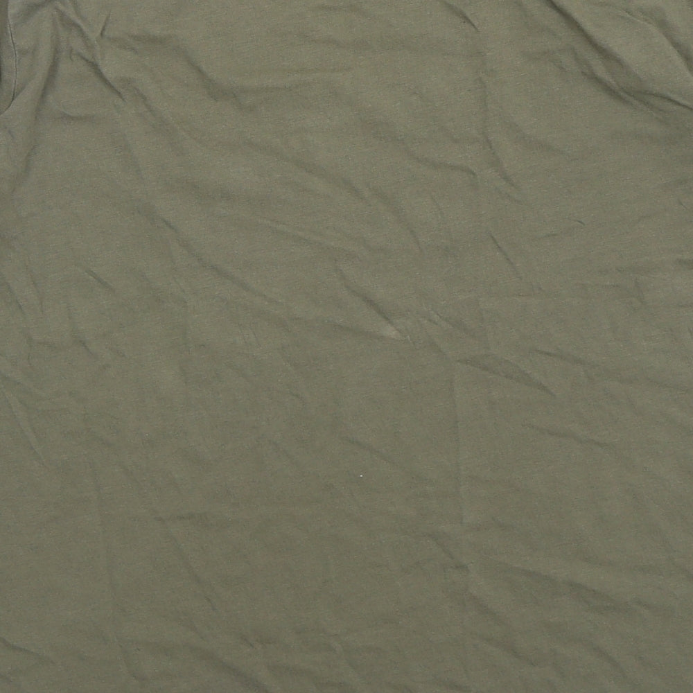 New Look Womens Green  Cotton Basic T-Shirt Size 14 Round Neck