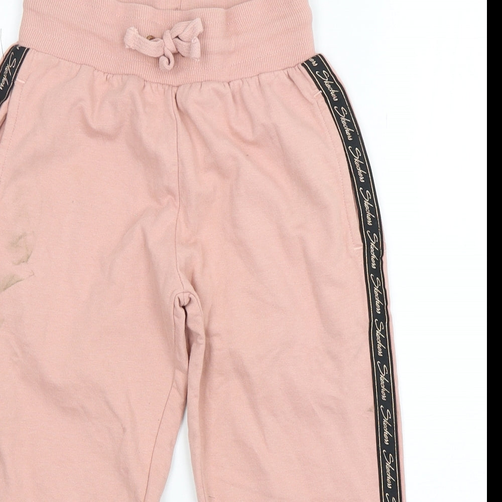 Skechers Girls Pink  Cotton Sweatpants Trousers Size 6-7 Years  Regular