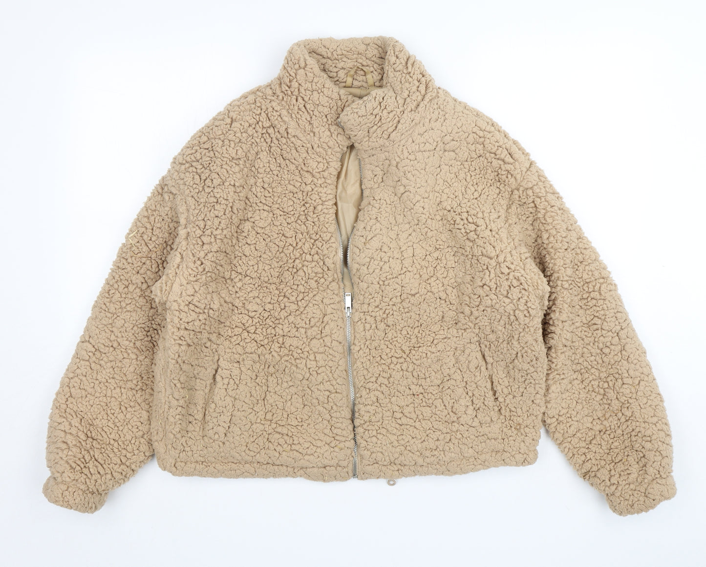 New Look Womens Beige  Polyester Full Zip Sweatshirt Size M  Zip