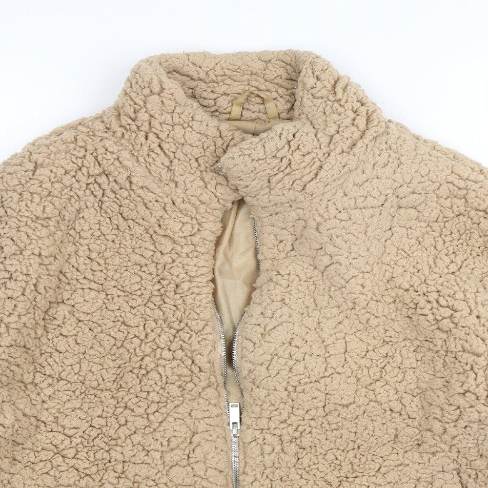 New Look Womens Beige  Polyester Full Zip Sweatshirt Size M  Zip