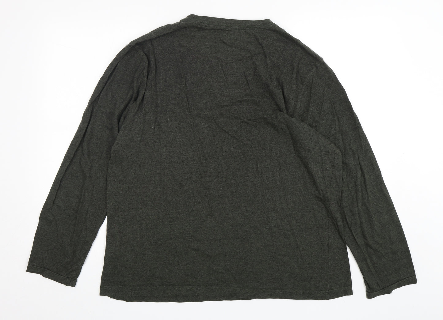 H&M Mens Green  Cotton  T-Shirt Size L Crew Neck