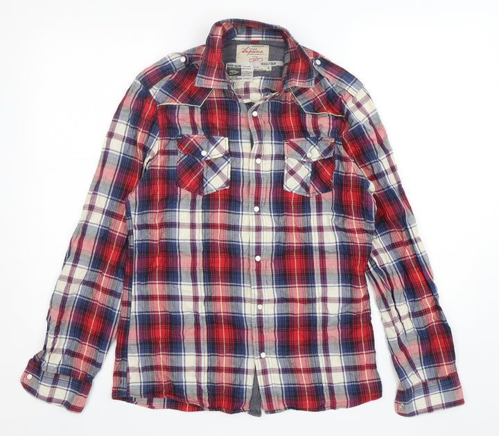 River Island Womens Multicoloured Plaid Cotton Basic Button-Up Size S Collared