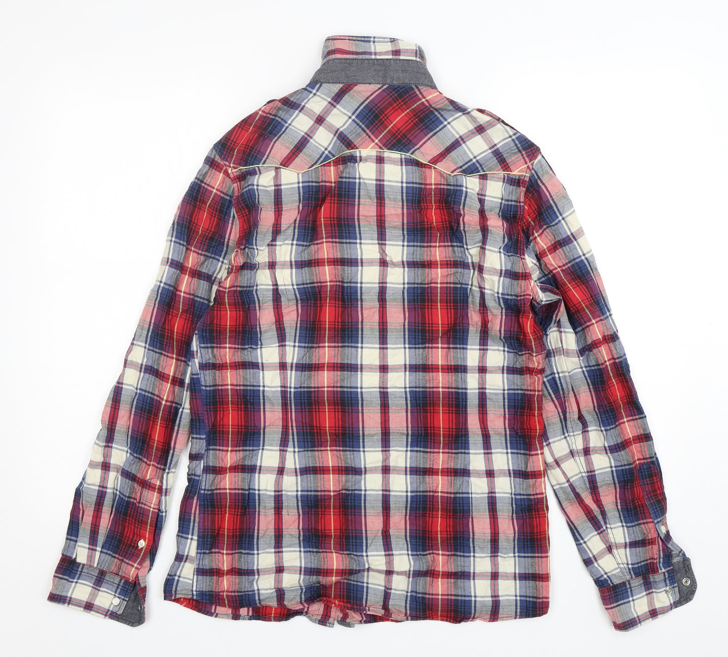 River Island  Womens Multicoloured Plaid Cotton Basic Button-Up Size S Collared