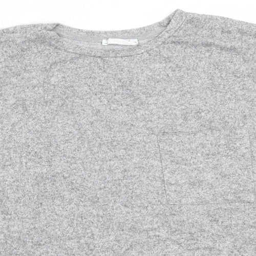 Zara Womens Grey Round Neck  Viscose Pullover Jumper Size M